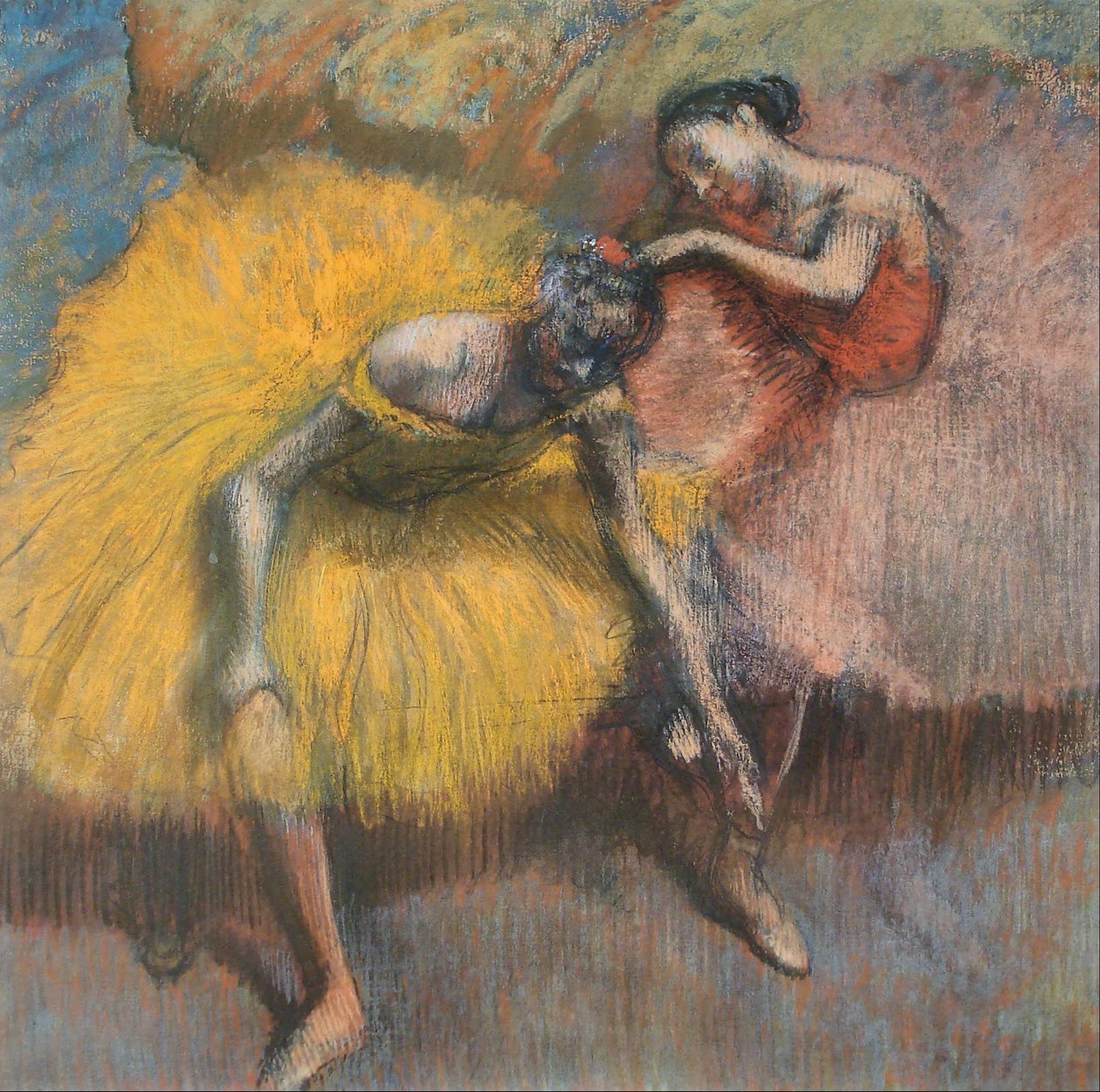 Két sárga és rózsaszín táncos alkotó: Edgar Degas