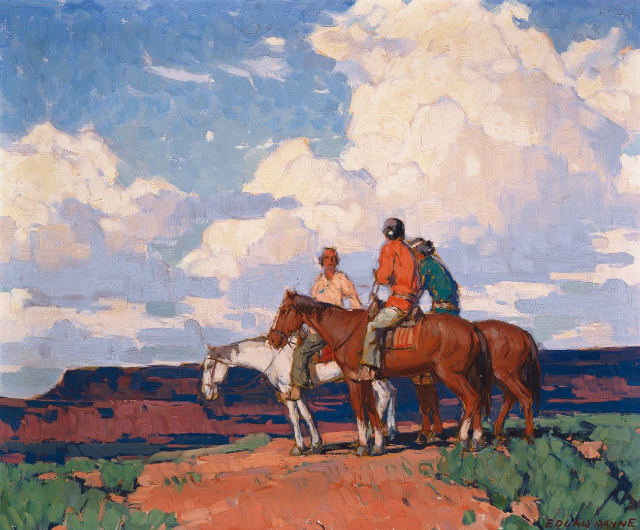 Lovasok lóháton (olaj, vászon) alkotó: Edgar Alwin Payne