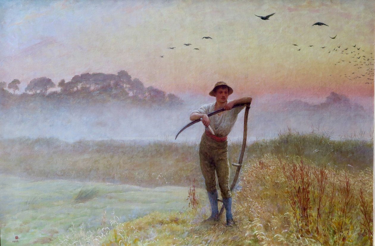 Egy őszi reggel: A kaszás... egy kaszás ember. alkotó: Edgar Barclay