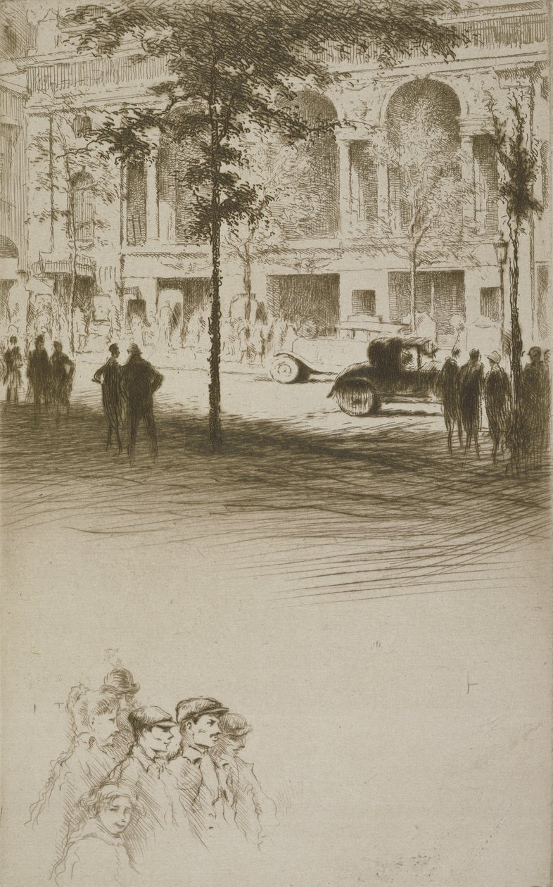 Városi tér, Sidonie-Gabrielle Colette (1873-1954) „Mitsou” című művéhez készült illusztráció, 1930-ban (rézkarc és szárazhús) alkotó: Edgar Chahine