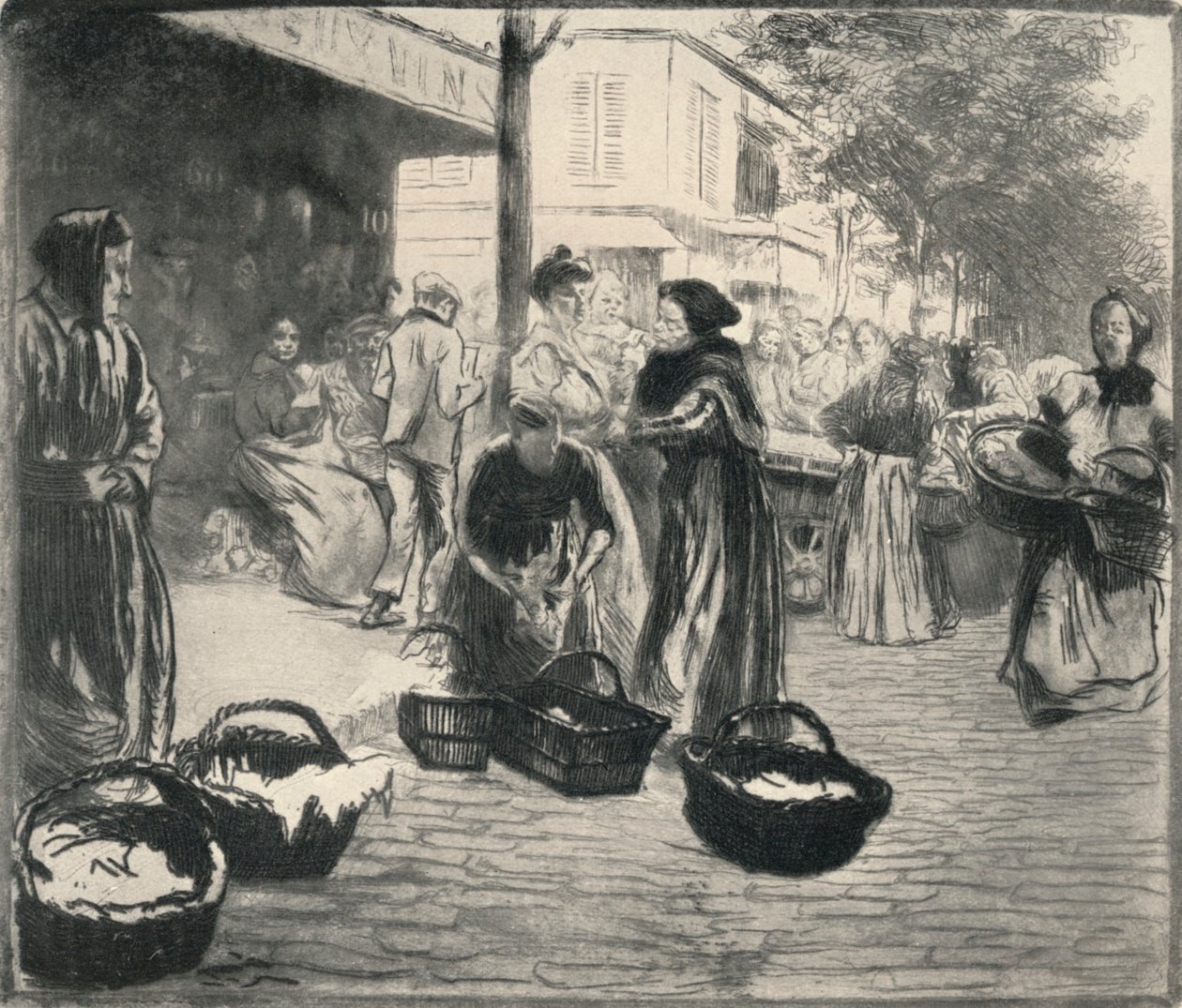 „Open air market, Avenue de Clichy”, 1915 alkotó: Edgar Chahine