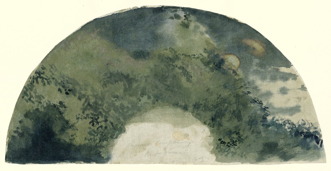 Japán stílusban festett legyezőlevél tájjal a felkelő holdnál alkotó: Edgar Degas (possibly)