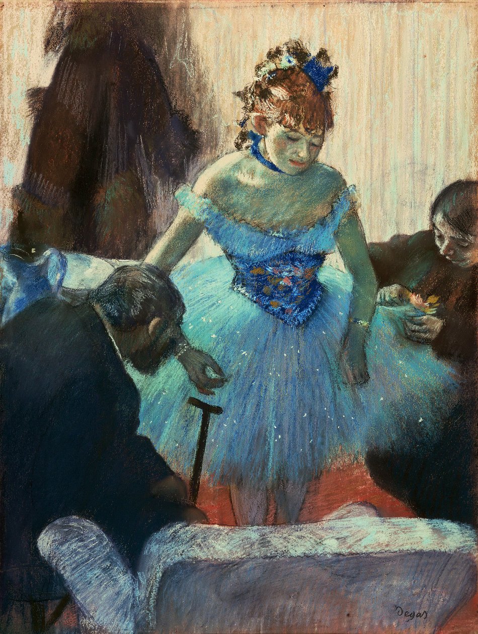 Balett-táncosnő az öltözőjében (pasztell, papír) alkotó: Edgar Degas