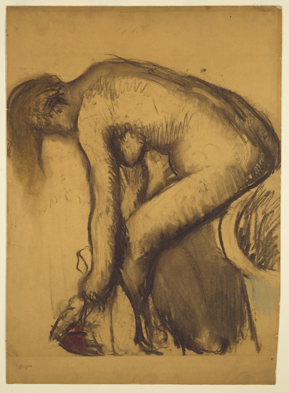 After the Bath (Woman Drying Her Feet), c.1900 (charcoal, wash, pastel on paper laid on board) alkotó: Edgar Degas