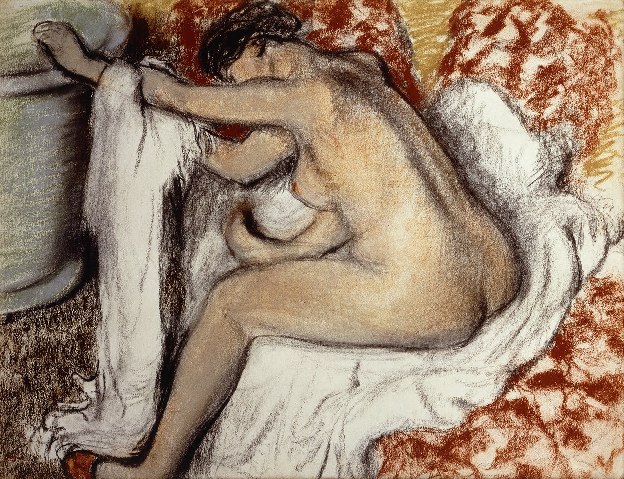 Fürdő után szárító nő; Apres le Bain, Femme S"Essuyant, 1884 körül alkotó: Edgar Degas