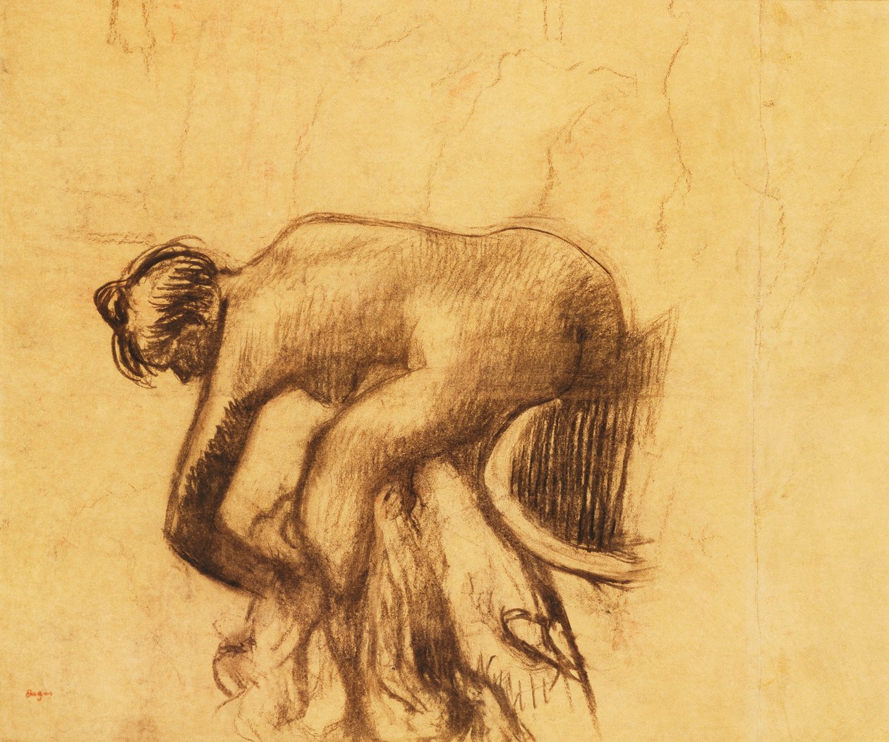 A fürdő után magát szárító nő, 1890-es évek alkotó: Edgar Degas