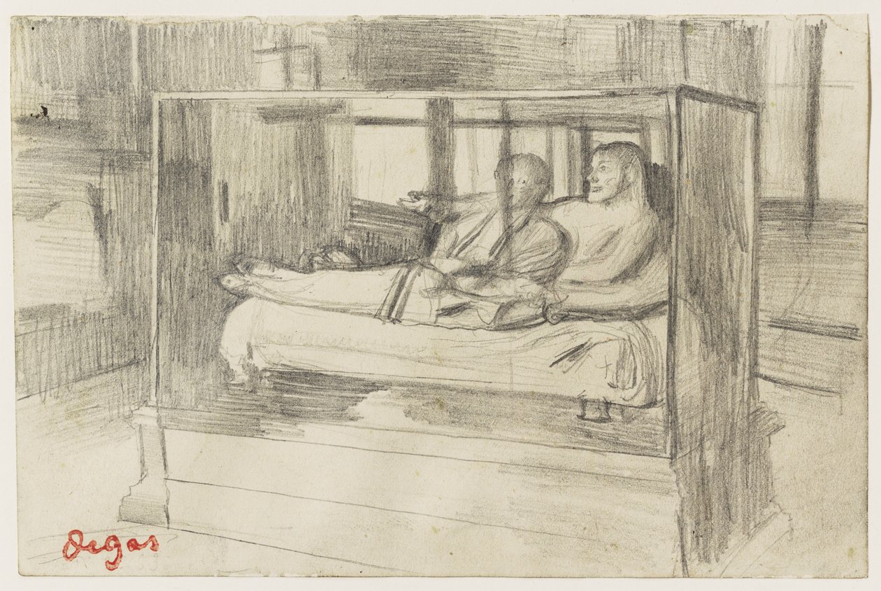 A Louvre-ban: Az etruszk szarkofág, 1879 körül alkotó: Edgar Degas