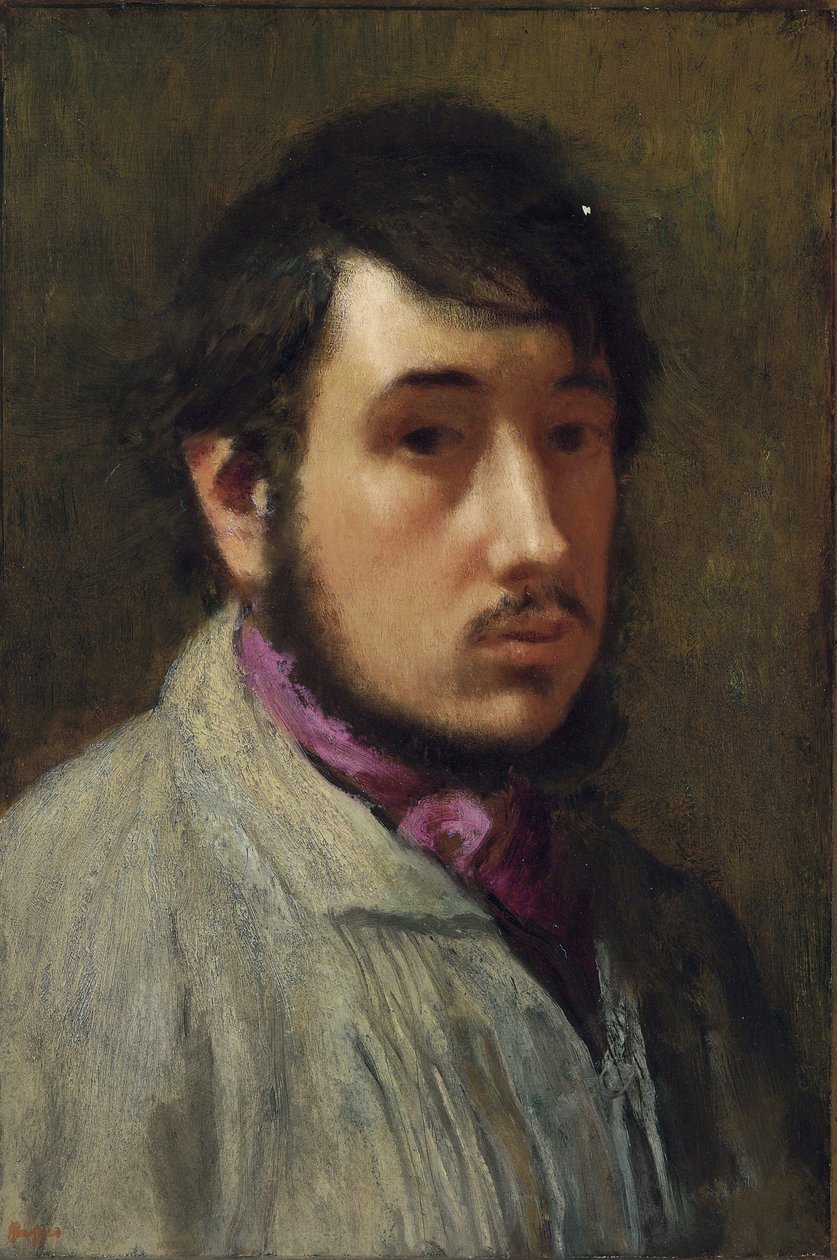 Önarckép - Edgar Degas (1834-1917) festménye, olaj, papír, 1858 körül, 47x32 cm - (Önarckép, Olaj, papír, Edgar Degas) - Magángyűjtemény alkotó: Edgar Degas
