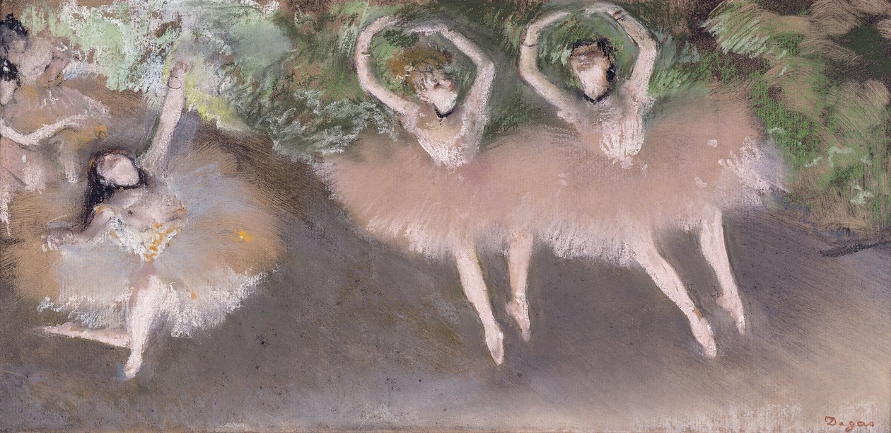 Balettjelenet, 1879 körül (pasztell monotípia fölött, papíron) alkotó: Edgar Degas