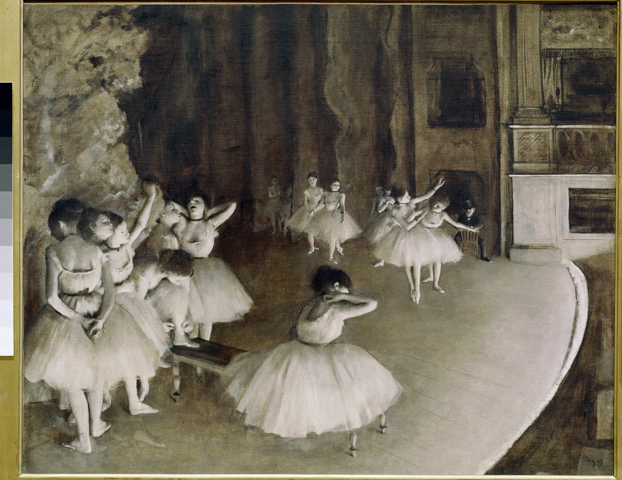 Balettpróba a színpadon (olaj, vászon alkotó: Edgar Degas