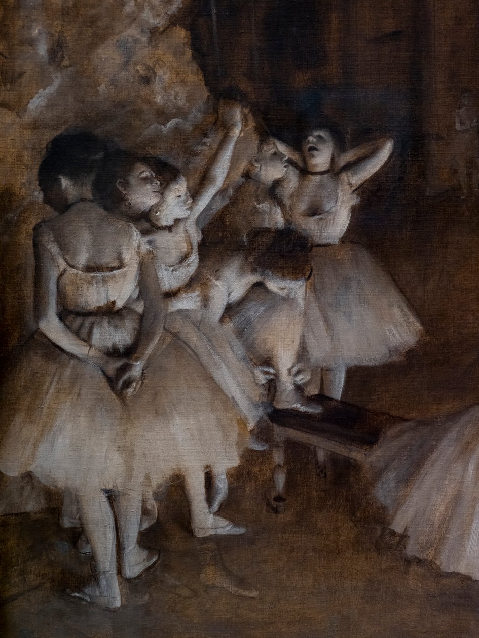 Balettismétlés a helyszínen (részlet). 1874. Olaj, vászon. alkotó: Edgar Degas