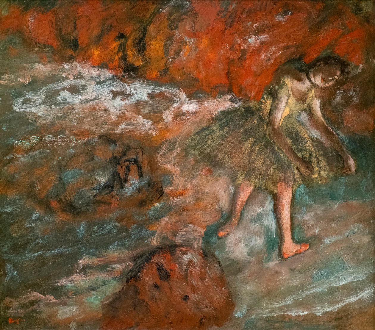 Balett jelenet. 1890 körül. Olaj, papír, lapra laminálva. alkotó: Edgar Degas