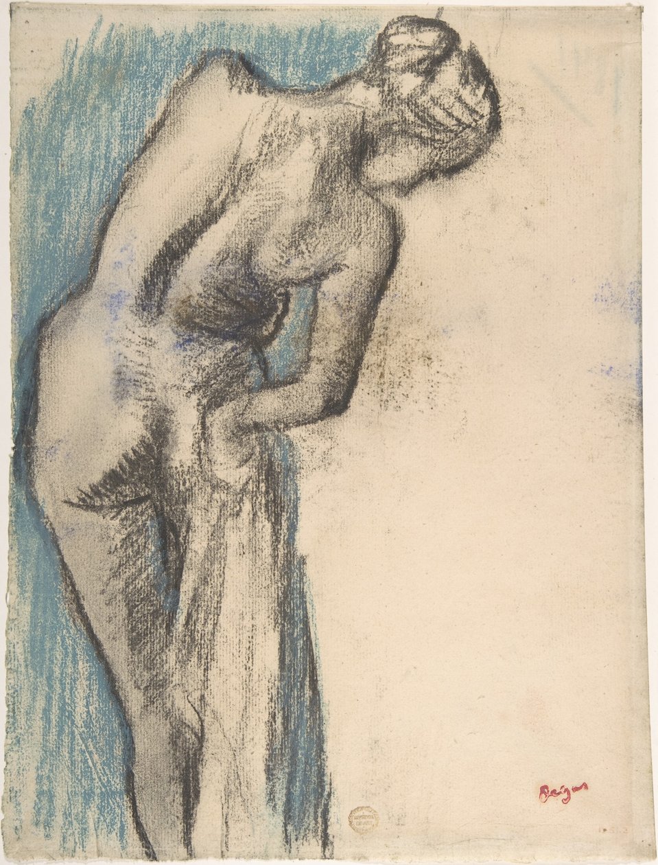 Fürdőző nő, aki megszárítja magát alkotó: Edgar Degas