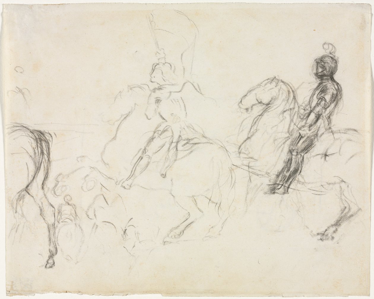 Csatajelenet páncélozott figurákkal lóháton (recto) alkotó: Edgar Degas