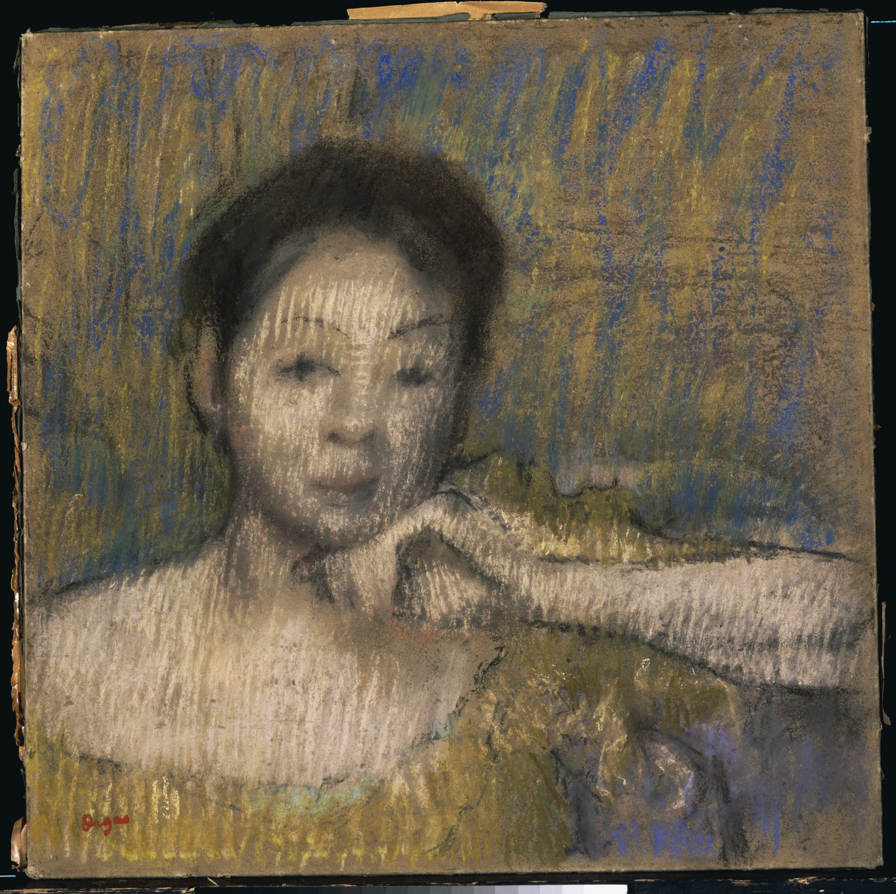 Egy nő mellszobra, bal kezével az állán, 1895-98 körül alkotó: Edgar Degas