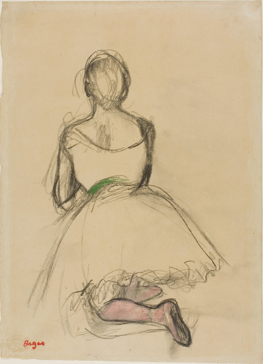 Táncos térdelve, hátulról nézve alkotó: Edgar Degas
