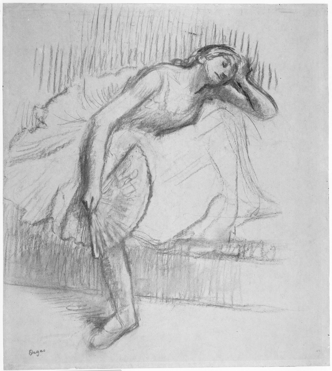 Táncosnő pihen egy ventilátorral alkotó: Edgar Degas