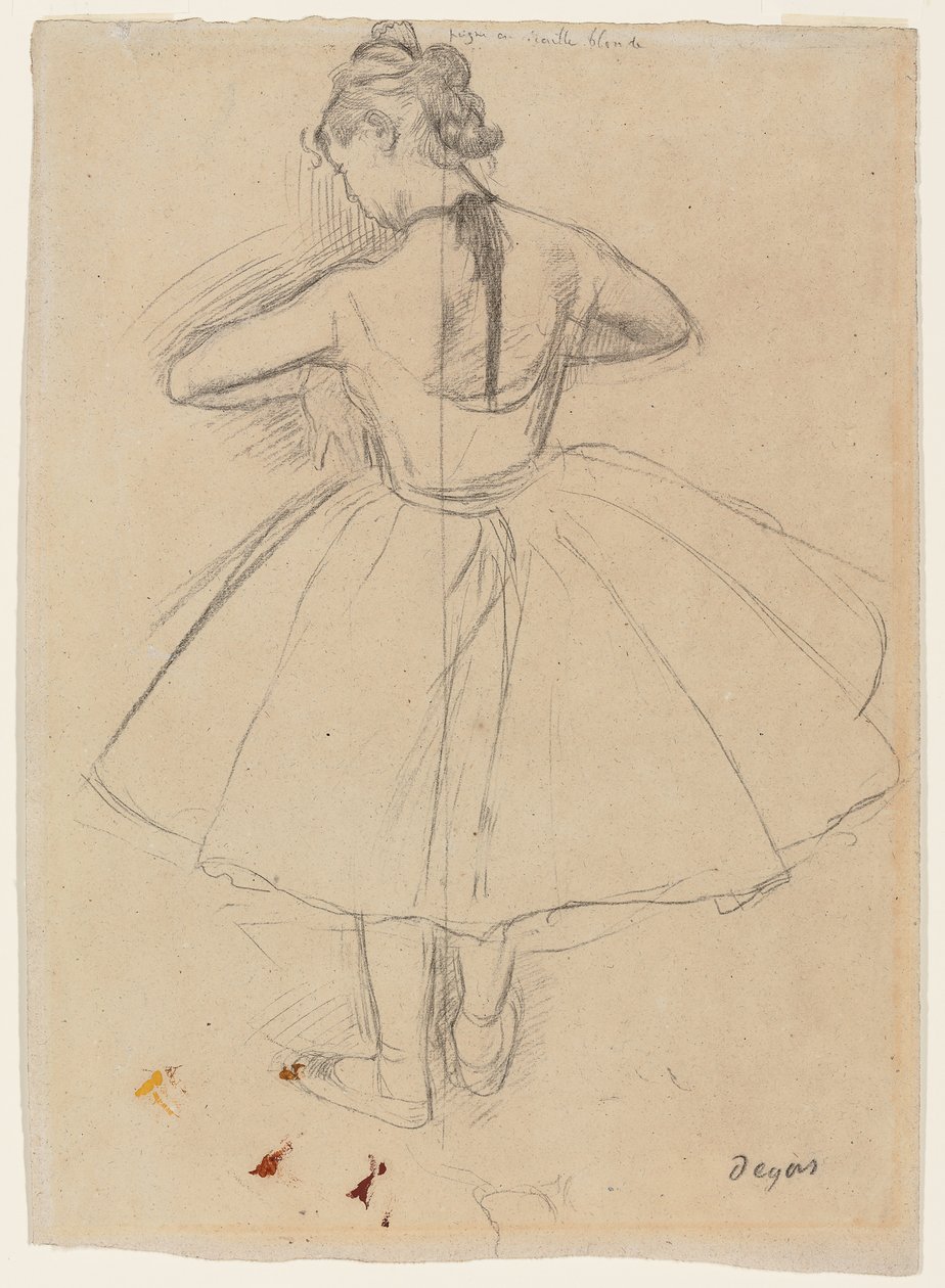 Táncos álló, Hátulnézet; Álló táncos, hátulnézet, 1872-1873 alkotó: Edgar Degas