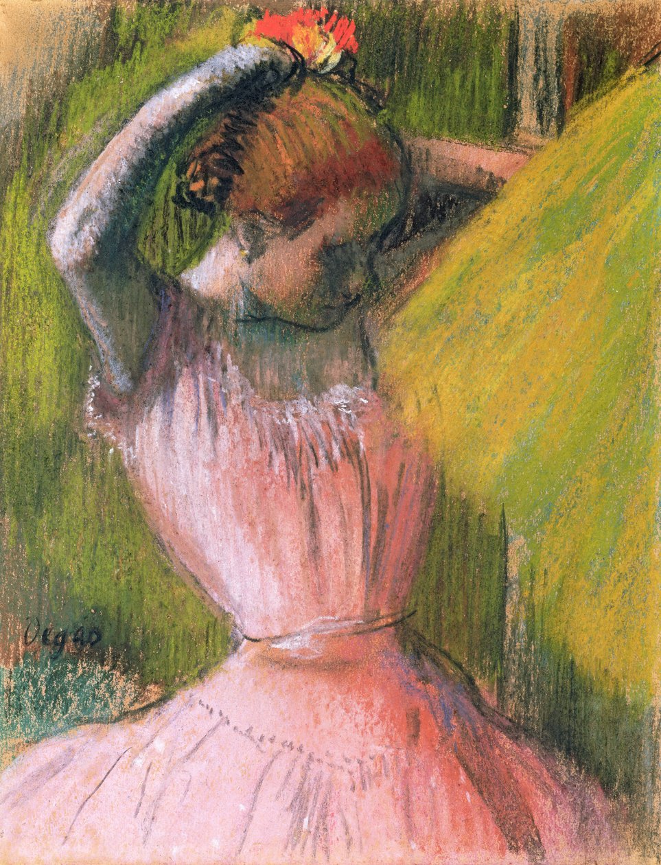 Táncosnő a haját rendezi, 1900-12 körül alkotó: Edgar Degas