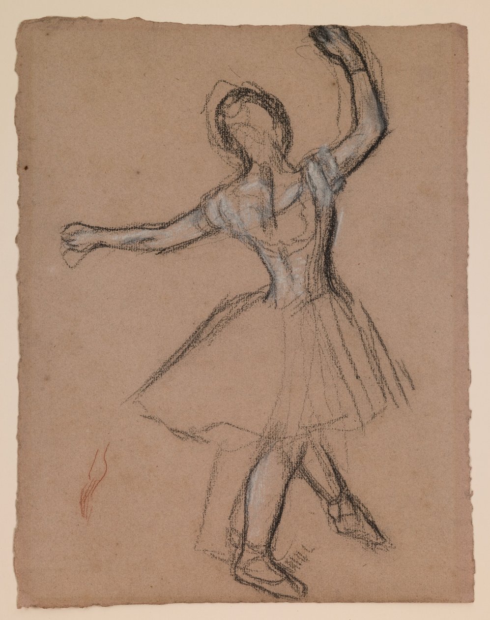 Táncosnő a színpadon és mozgásban, 1880-85 körül (fehér, fekete és piros színű kréta) alkotó: Edgar Degas