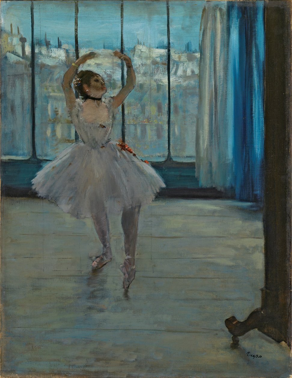 Táncos pózol a fotósnak (Táncos az ablak előtt) alkotó: Edgar Degas