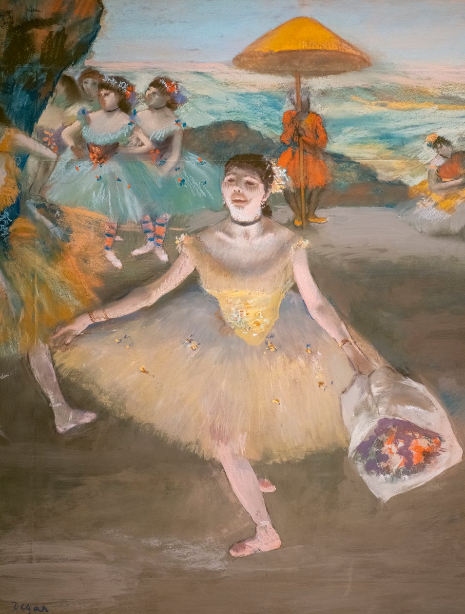 Táncosnő köszöntő csokorral (részlet). 1878. Pasztell pergamenpapíron, vászonon. alkotó: Edgar Degas
