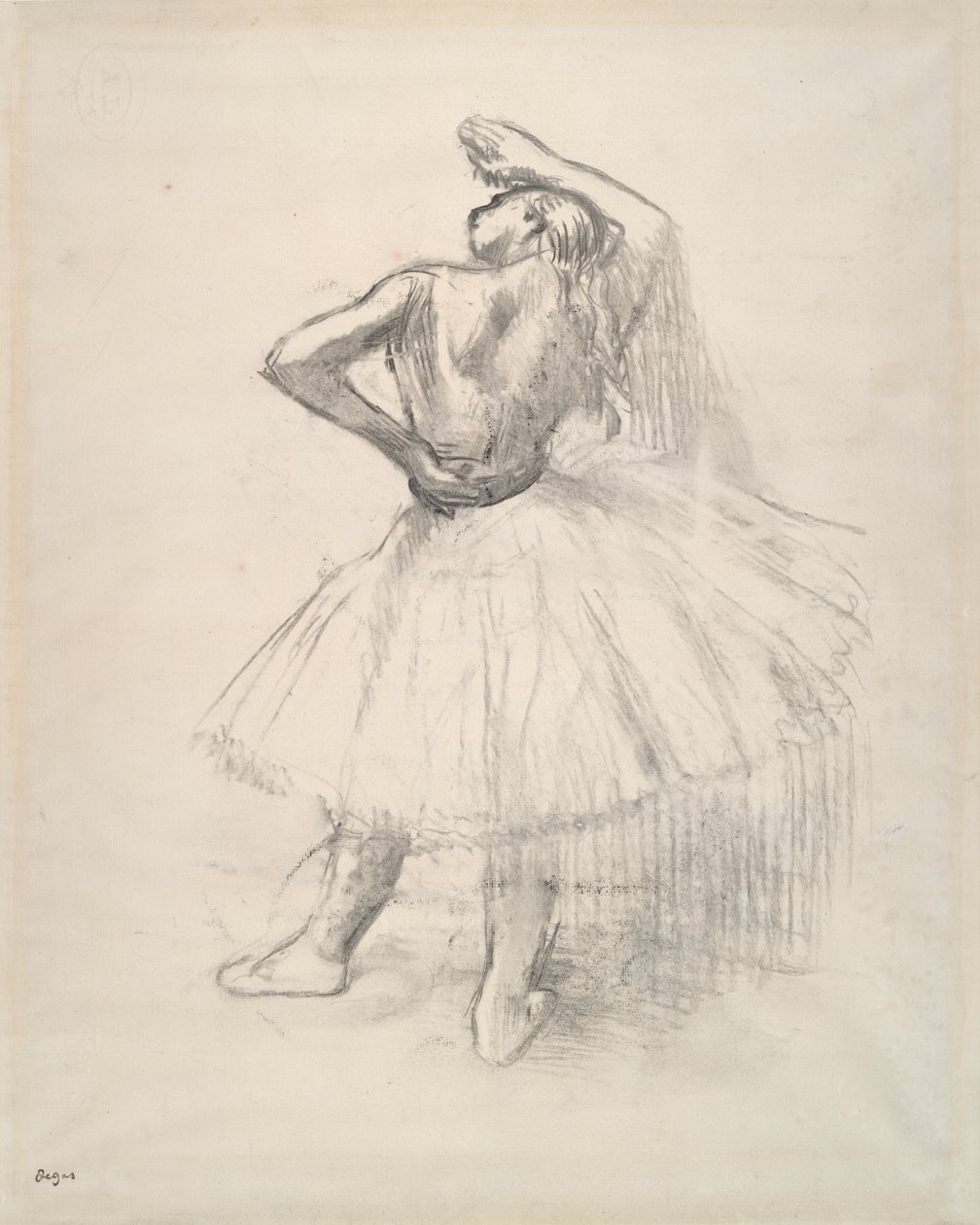 Táncos állva, jobb kar felemelt? (Álló táncos, felemelt jobb karral) alkotó: Edgar Degas
