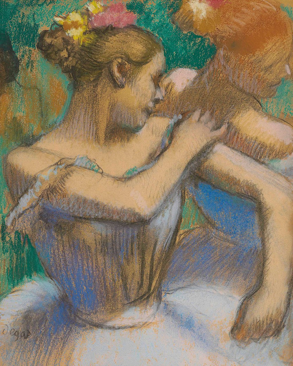 A táncosnő megigazítja a vállpárnáját alkotó: Edgar Degas