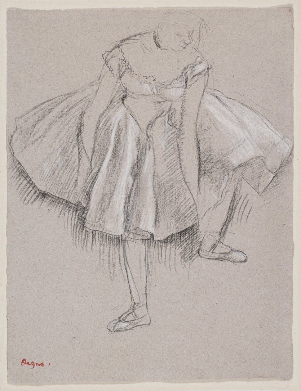 Papucsát igazgató táncosnő, 1880-as évek eleje (faszén és pasztell papíron) alkotó: Edgar Degas