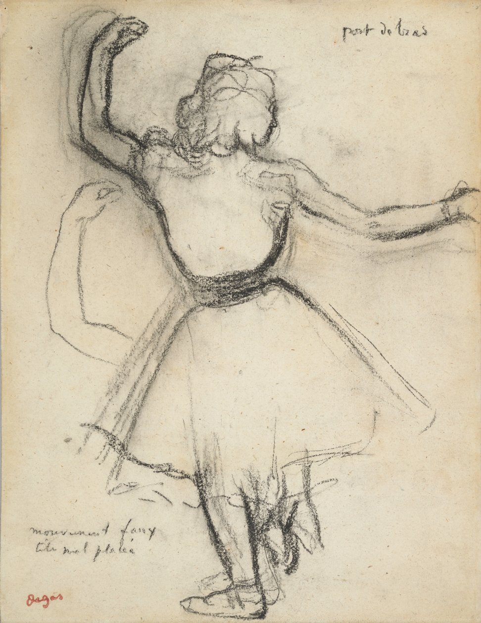 Táncosnő hátulról: Port de bras, 1875-85 körül (szén, papír) alkotó: Edgar Degas