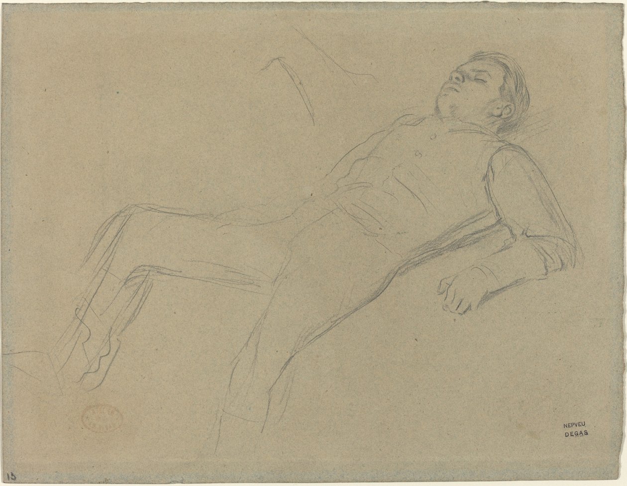 Fallen Jockey (tanulmány a "Scene from the Steeplechase: The Fallen Jockey" című filmhez) alkotó: Edgar Degas