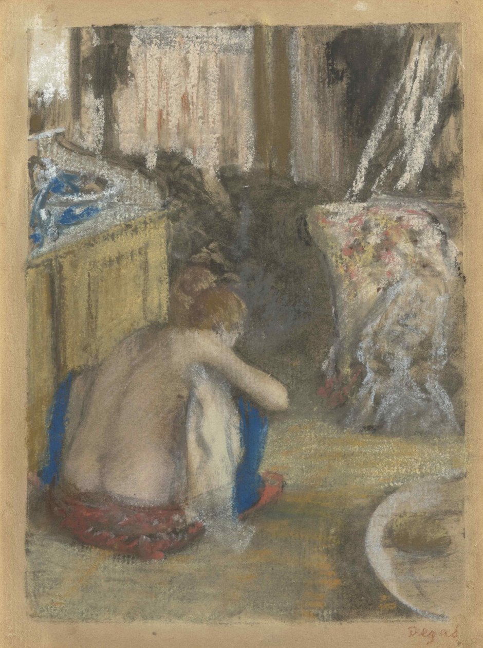 Meztelen nő, guggoló, hátulnézet Meztelen nő Guggolva, hátulról, c. 1876. alkotó: Edgar Degas