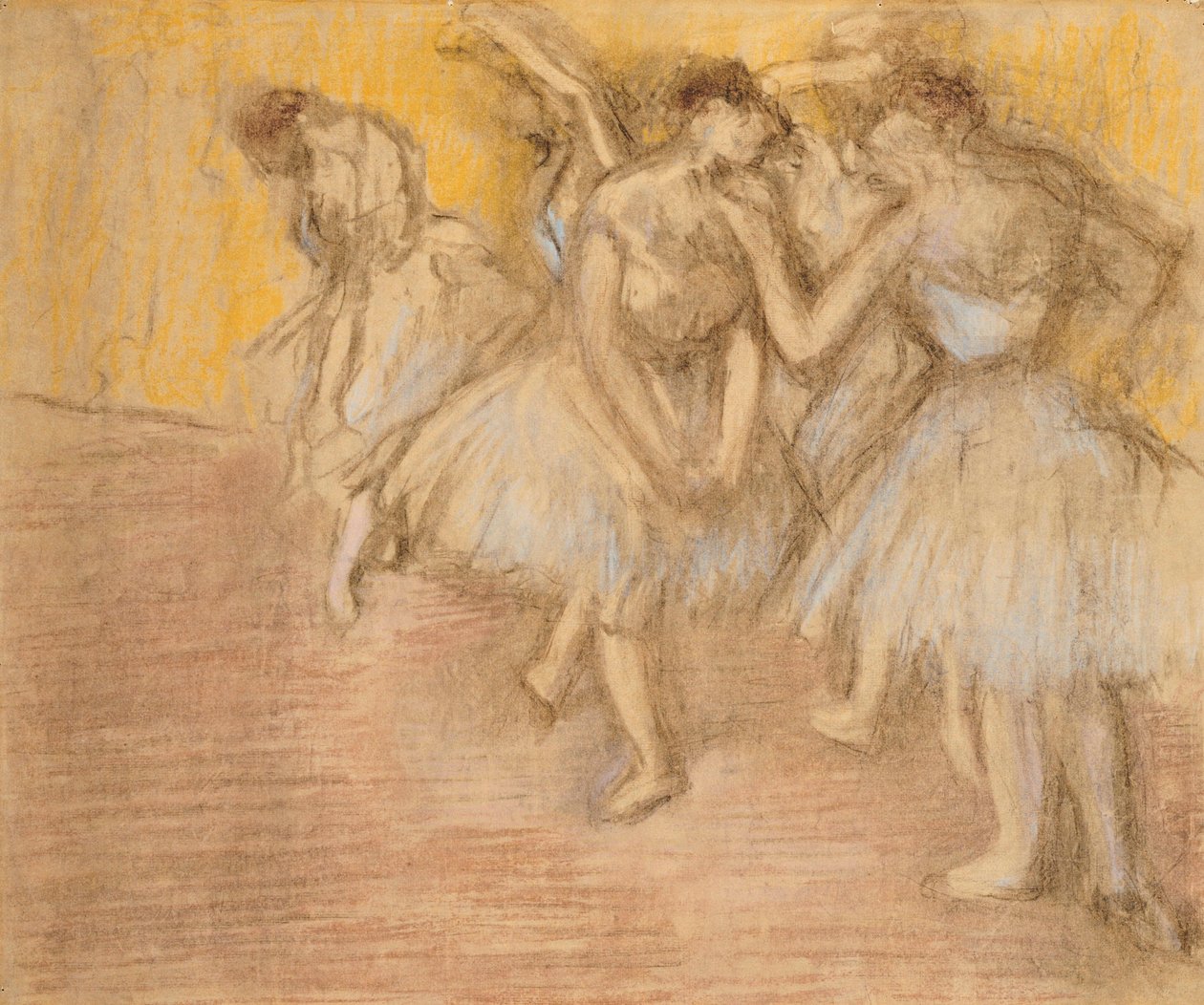 Öt táncos a színpadon, 1906-2008 körül alkotó: Edgar Degas