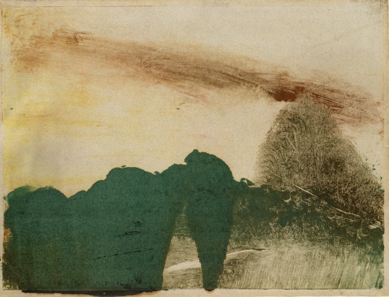 Erdő a hegyekben, 1890 körül (monotípia papíron) alkotó: Edgar Degas