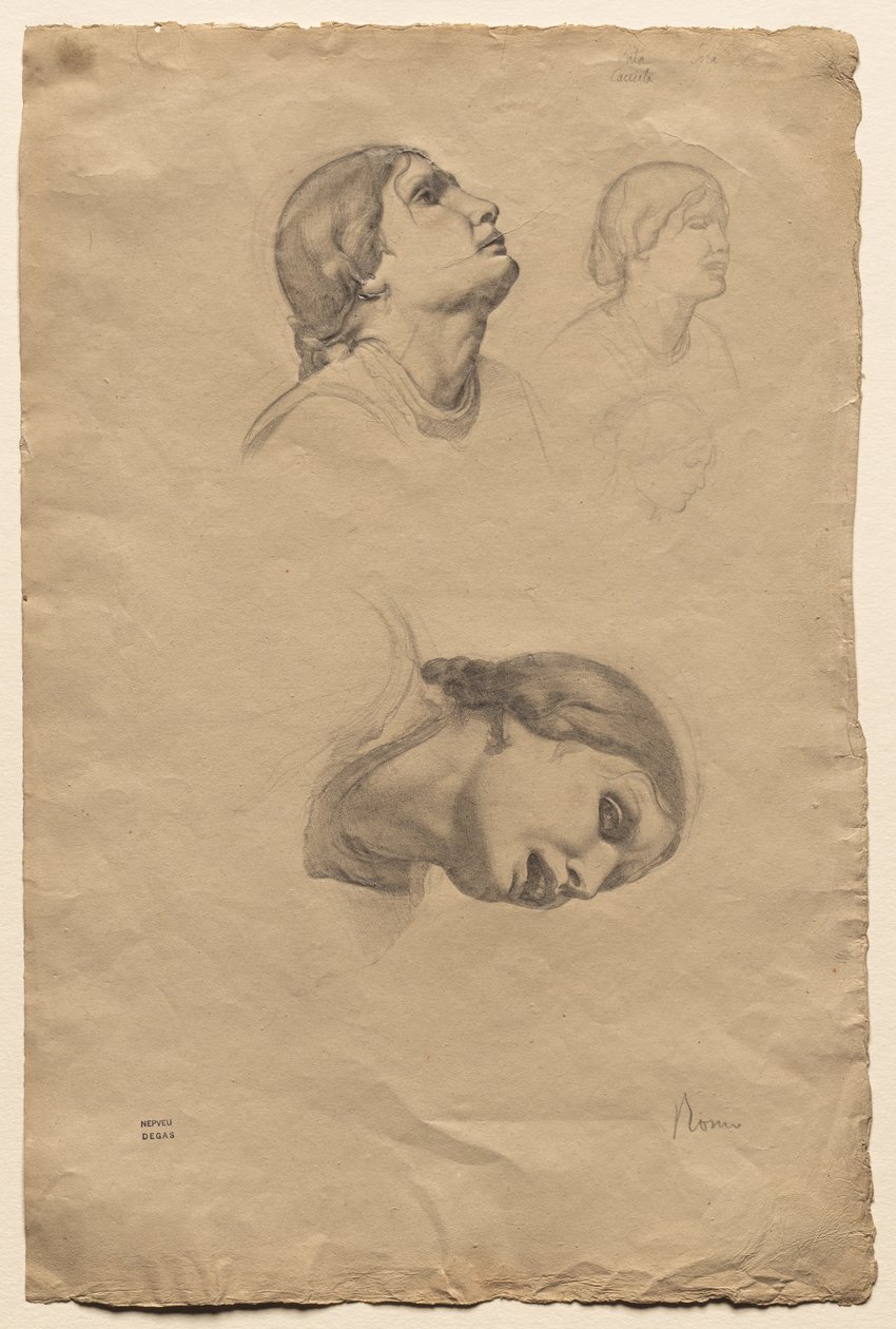 Négy tanulmány egy fiatal olasz nő fejéről, 1856. alkotó: Edgar Degas