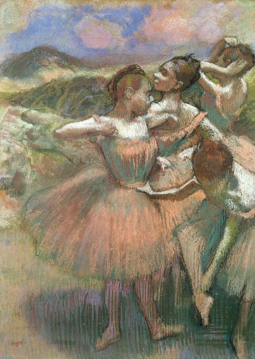 Négy táncos a színpadon (pasztell) alkotó: Edgar Degas