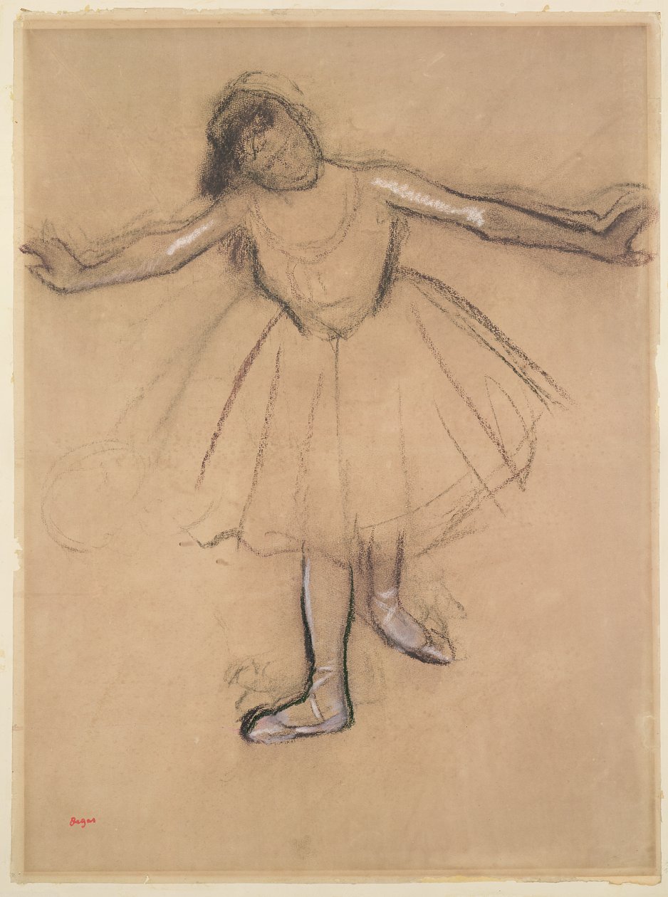 Táncos elölnézete, 1877 körül (faszén és pasztell, papíron) alkotó: Edgar Degas