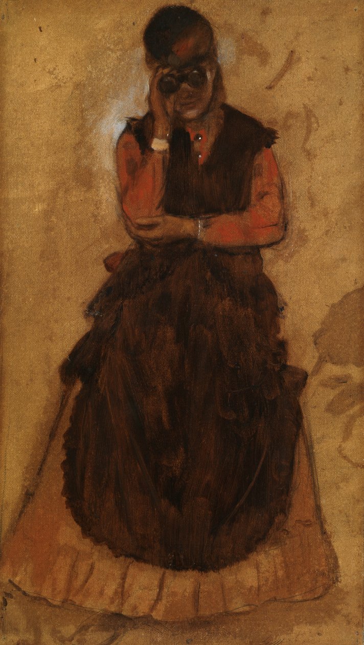 Operaszemüvegen átnéző lány (olaj a panelen) alkotó: Edgar Degas