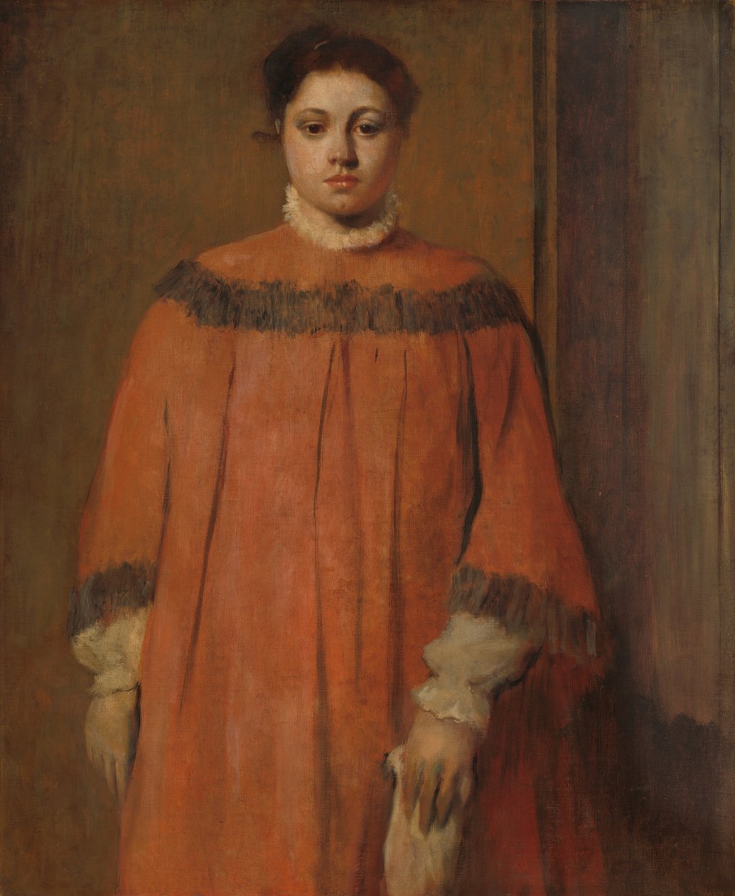 Piros ruhás lány alkotó: Edgar Degas