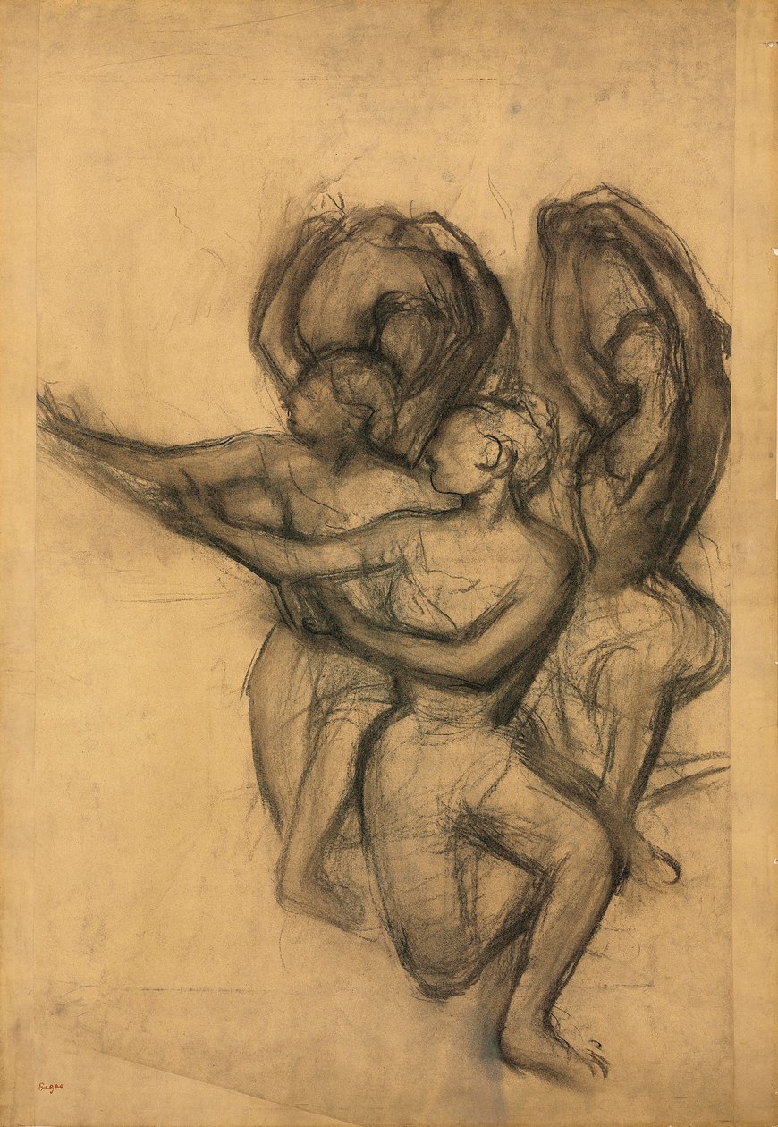 Táncosok csoportja, 1895-1900 körül (szén a táblára fektetett, összeillesztett papíron) alkotó: Edgar Degas