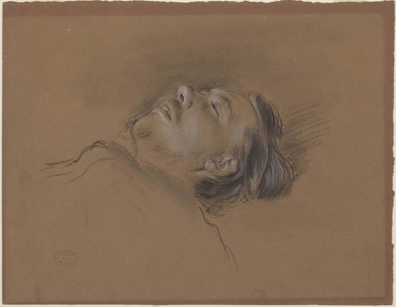 A lezuhant zsoké feje („Jelenet a akadályversenyről: A lezuhant zsoké” című mű vázlata) alkotó: Edgar Degas