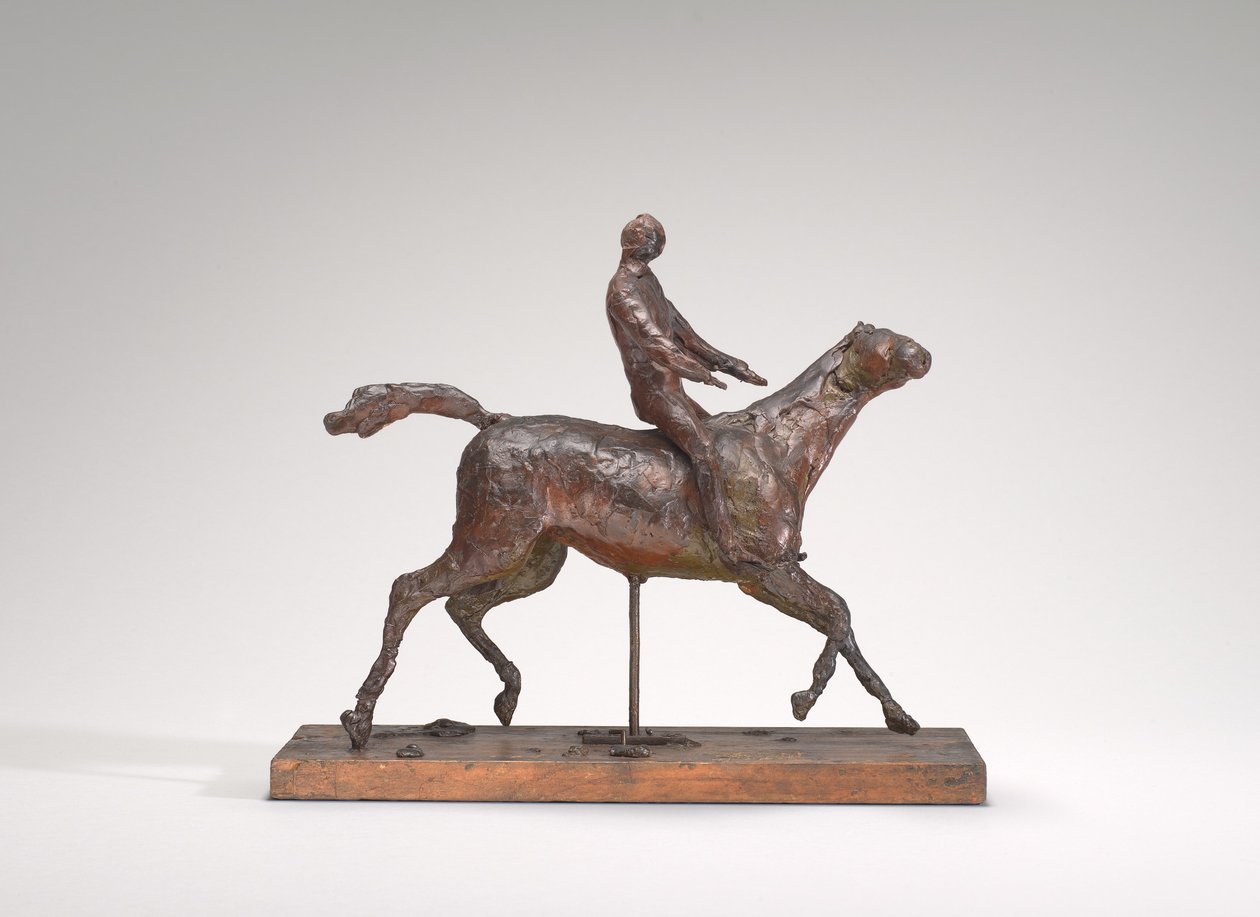Ló vágta, jobbra fordítja a fejét, a lábak nem érintik a talajt, 1870-es évek közepe. alkotó: Edgar Degas