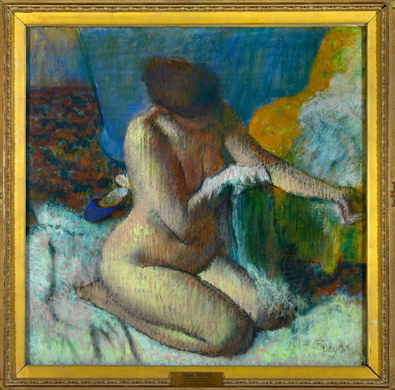 Kilép a fürdőből Edgar Degas (1834-1917) pasztellfestménye Dim 0,89 x 1,16 m Párizsi Louvre Múzeum Kötelező említés: Helene és Victor Lyon adomány alkotó: Edgar Degas