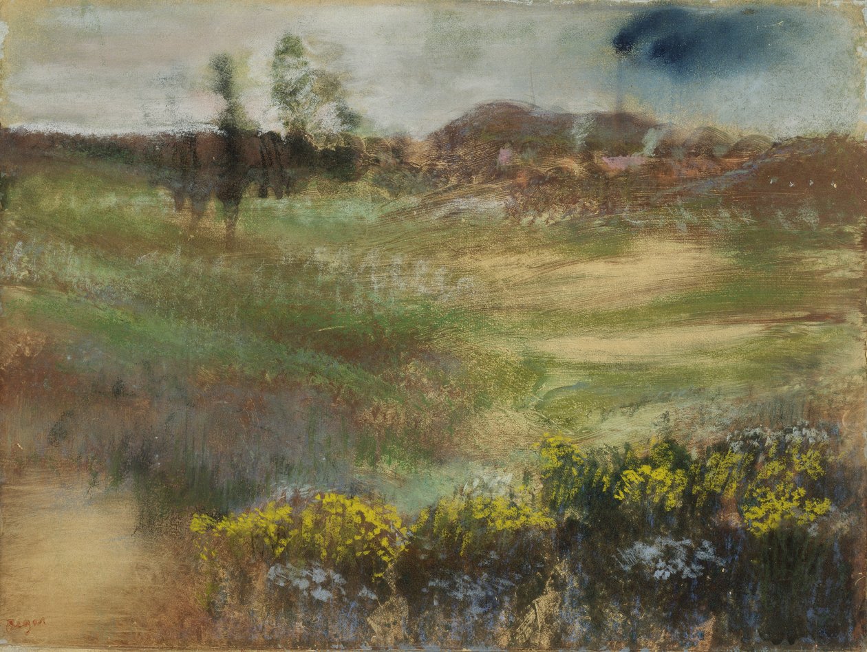 Táj füstölőkkel, 1890 körül alkotó: Edgar Degas