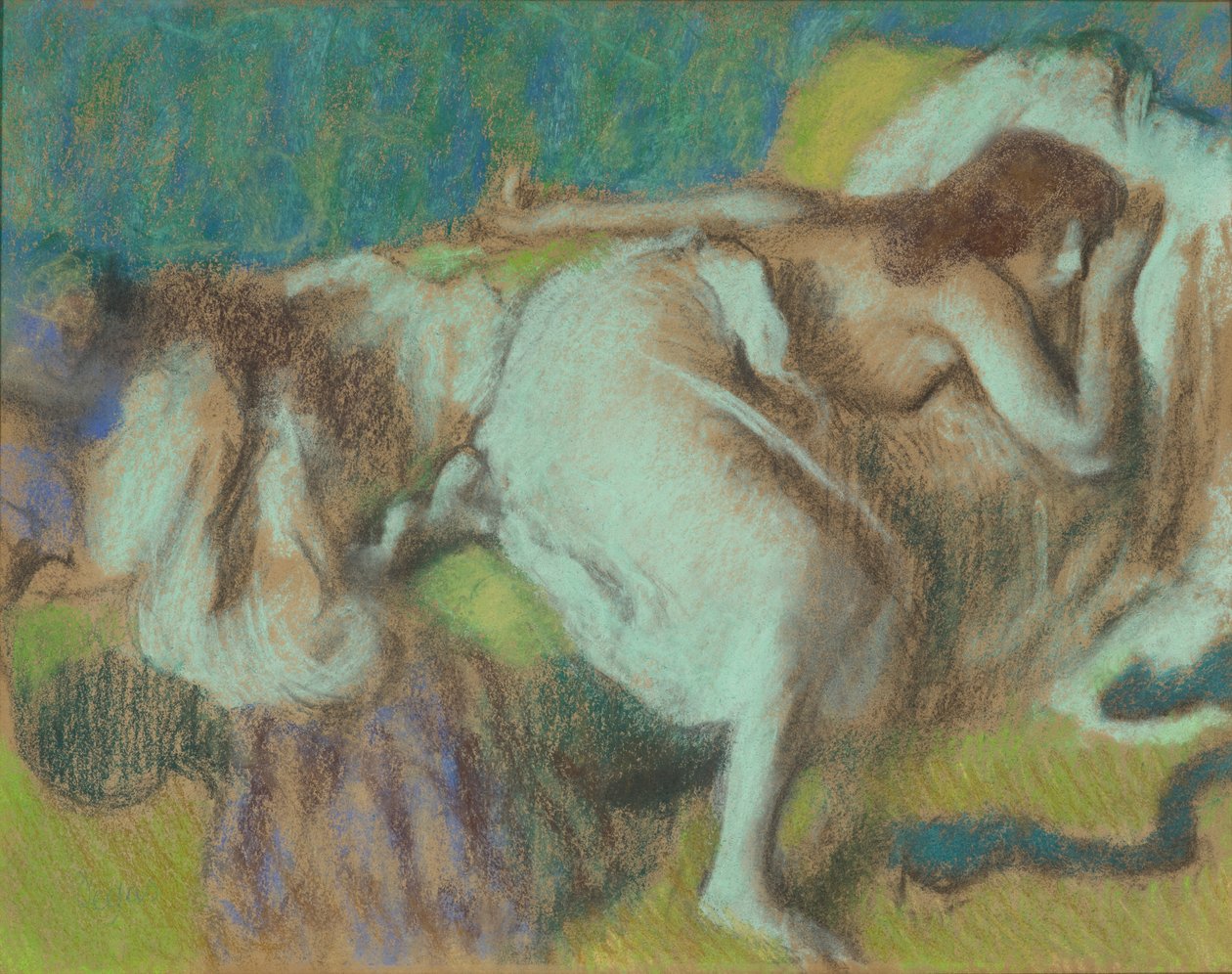 Le Repos, 1893 körül (Pasztell a fedélzeten) alkotó: Edgar Degas
