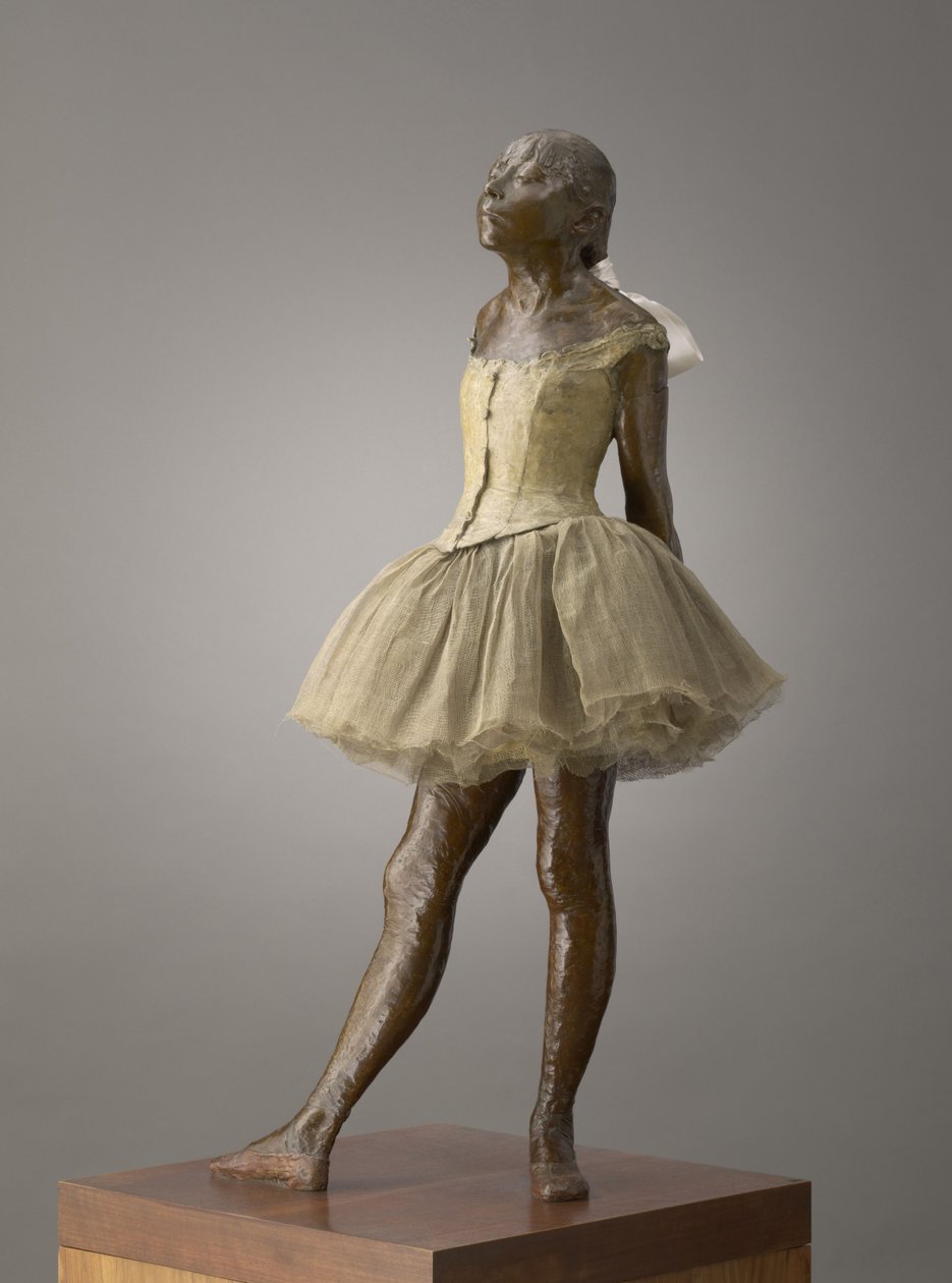 Tizennégy éves kis táncos, modellezése 1879–81, szereposztás 1919–21 alkotó: Edgar Degas