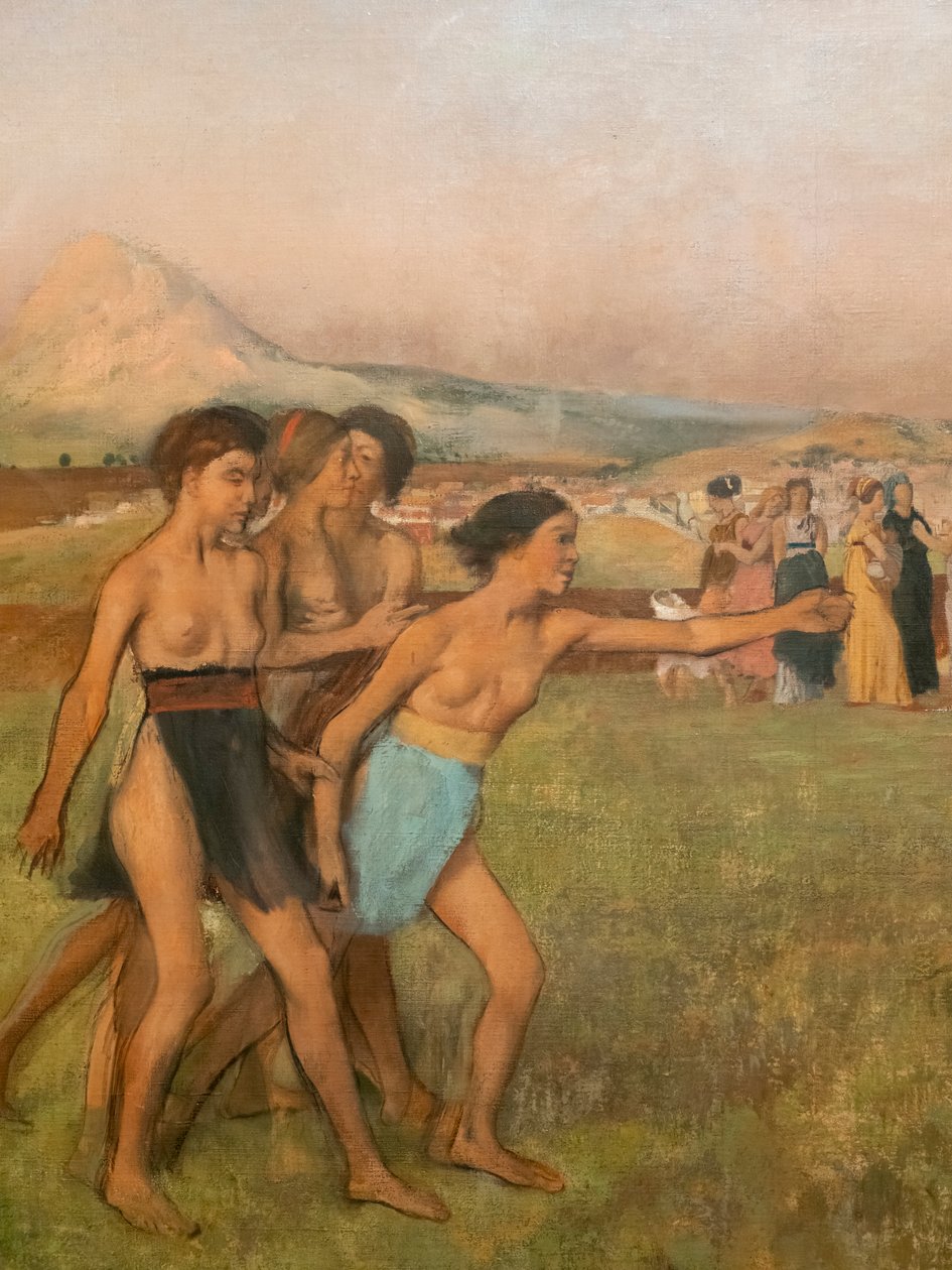 Spártai kislányok provokálják a fiúkat (részlet). 1860-1862 körül, folytatása 1880 előtt. Olaj, vászon alkotó: Edgar Degas
