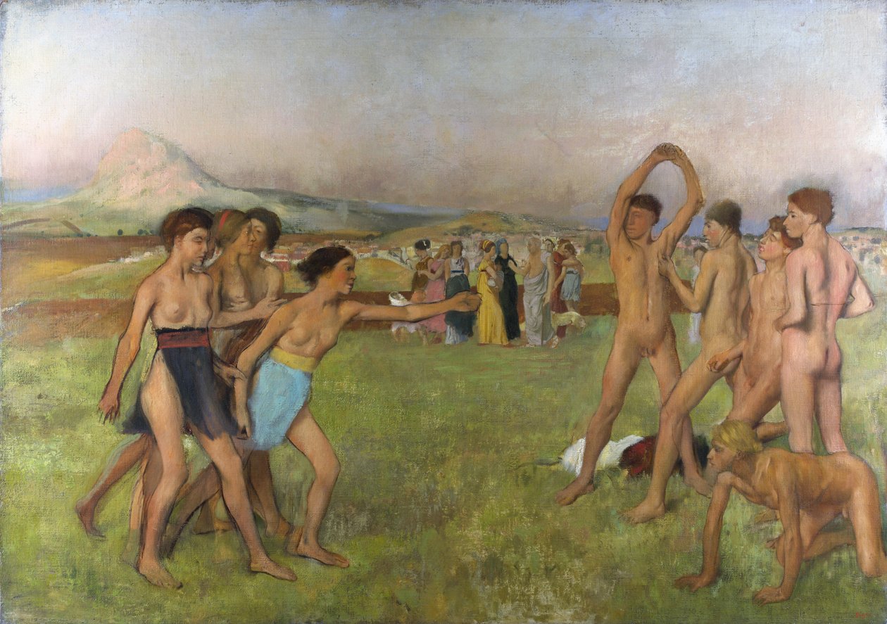 Kis spártai lányok provokálják a fiúkat. 1860-1862 körül, Olaj, vászon alkotó: Edgar Degas