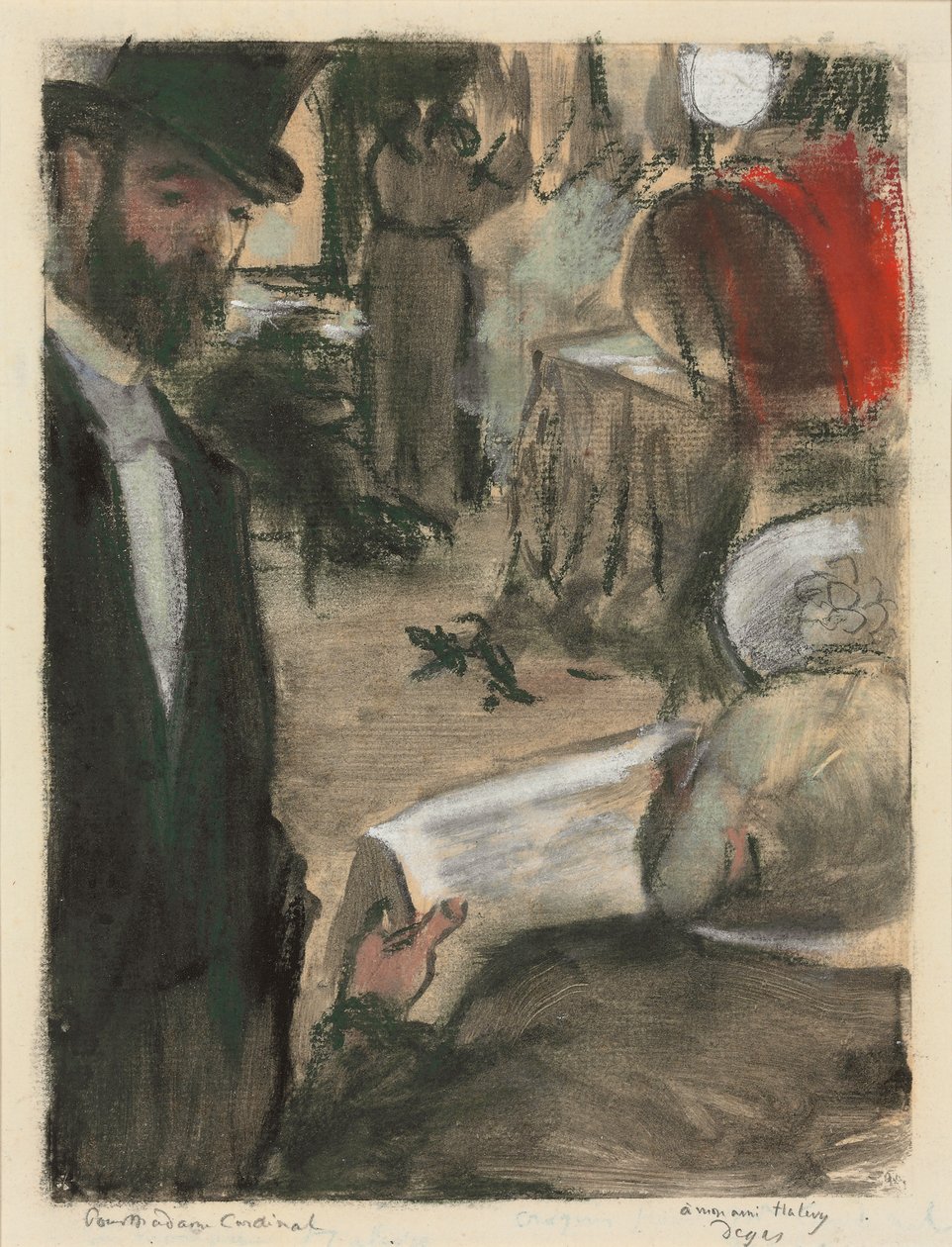 Ludovic Halevy megtalálta Madame Cardinalt egy társalgóban; Ludovic Halevy megtalálja Madame Cardinal-t egy dobozban, 1876-1877 alkotó: Edgar Degas