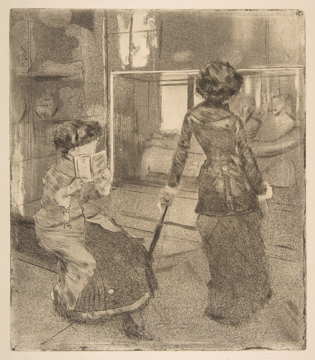 Mary Cassatt a Louvre-ban: Az etruszk galéria, 1879-80. alkotó: Edgar Degas